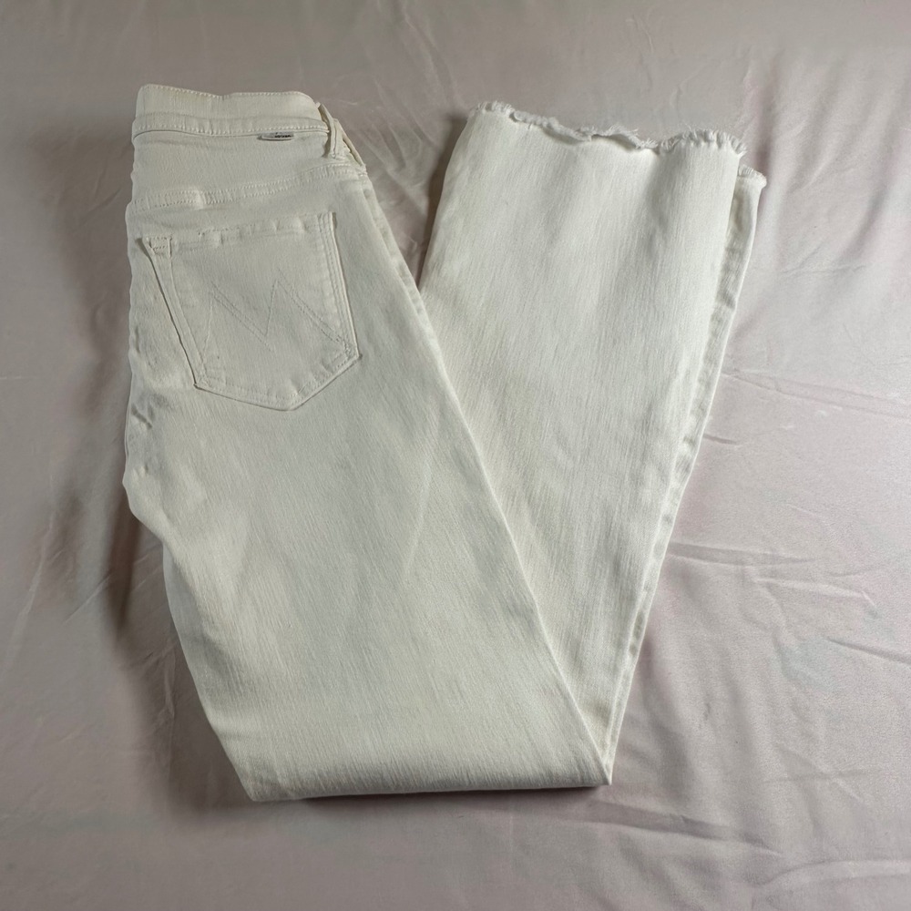 Mother The Weekender Fray White Flare Jeans Fairest Of Them All Size 26